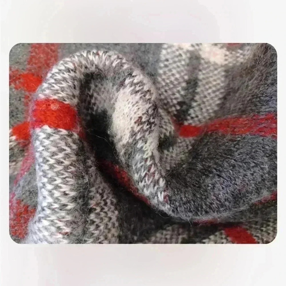 Tahari Wool Blend Plaid Chunky Knit  Open Cardigan Size Medium - Picture 7 of 9